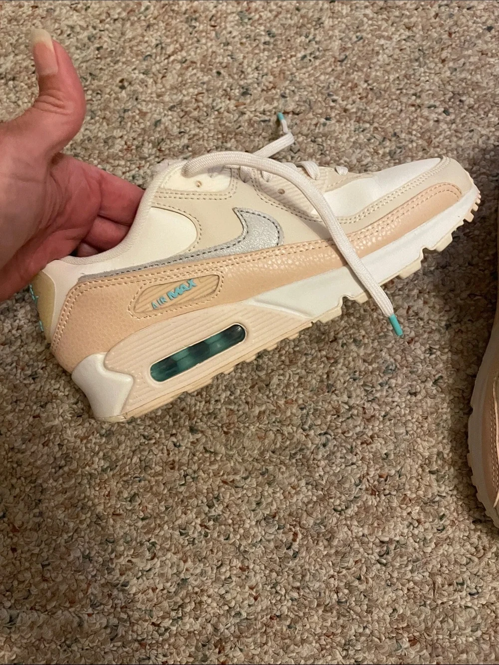 Nike Women's Sneakers in Cream, Tan & Teal Accent